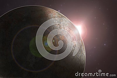 Deep space allien planet Cartoon Illustration