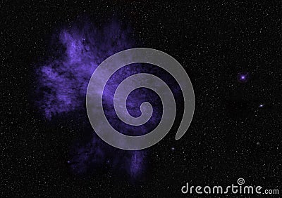 Deep Space, Ultra Violet Nebula and Star Fields Cartoon Illustration