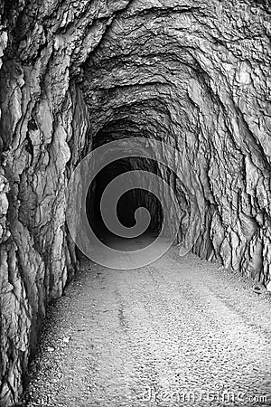 Deep stone tunnel Stock Photo