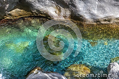 Deep transparent river in sapadere canyon Stock Photo