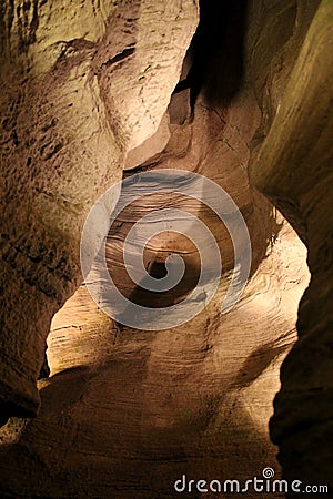 Deep underground caves inside historic Howe Caverns,New York,2014 Editorial Stock Photo