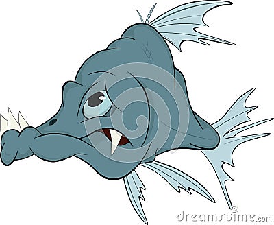 Deep-water fish. Cartoon Vector Illustration