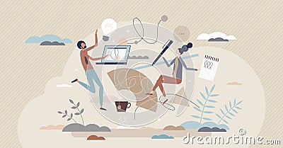 Deep work as productive, effective and focused process tiny person concept Vector Illustration