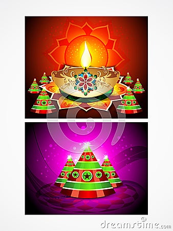 Deepak diwali background set Cartoon Illustration