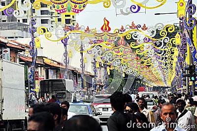 Deepavali Decorations at Little India, Singapore Editorial Stock Photo