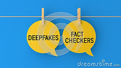 Deepfakes and Fact-Checkers text message on speech bubble. Web banner concept Cartoon Illustration