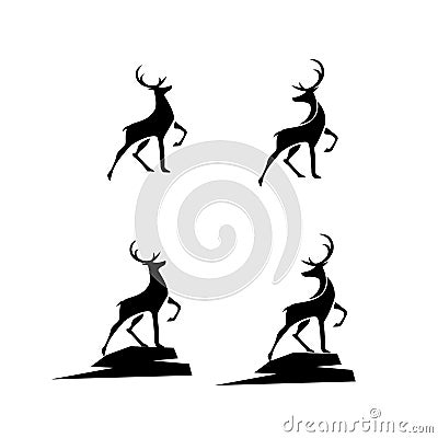 Four deer sihlouette logo Cartoon Illustration