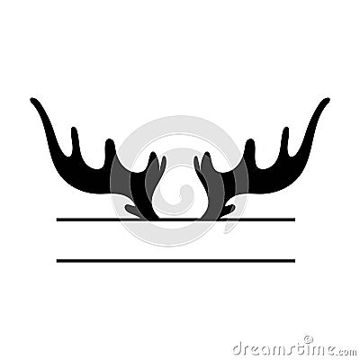 Deer antler monogram, split name frame on the white background. Isolated illustration Cartoon Illustration