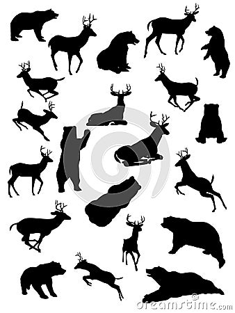 Deer and Bears Vector Illustration