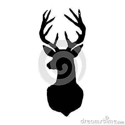 Deer. Black cut silhouette on a white background. Hand drawn design elements. Vector illustration. Cartoon Illustration