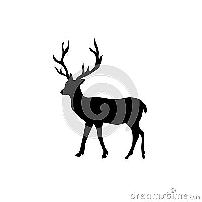 Deer black silhouette vector illustration logo icon Vector Illustration