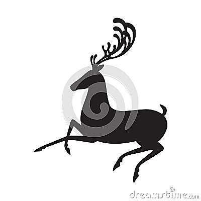 Deer black vector illustration elk silhouette Vector Illustration