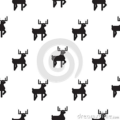 Deer black and white kid scandinavian pattern. Vector Illustration