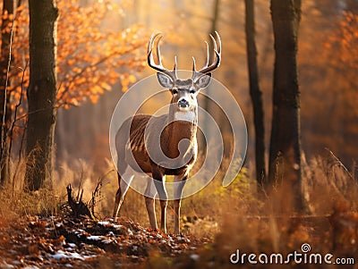 deer buck in autumn Cartoon Illustration