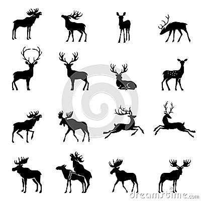 Deer collection - silhouette. Stock Photo