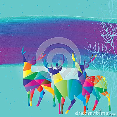 Deer colorful look Vector Illustration