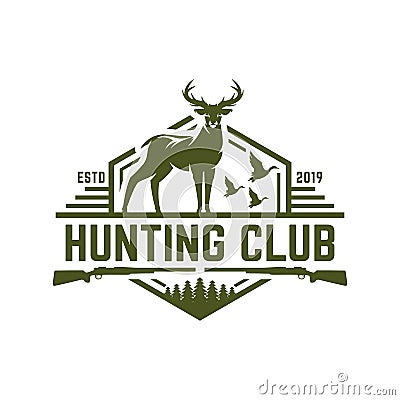 Deer or duck hunting logo, hunting badge or emblem for hunting club and sports Vector Illustration