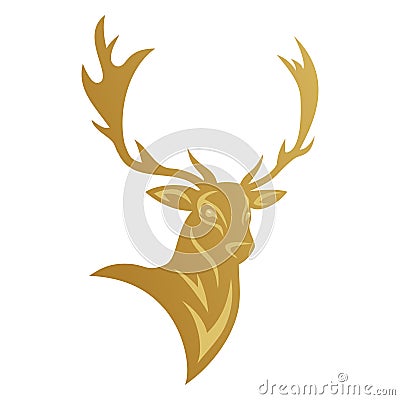 Deer Gold Head Golden Stag Logo Design Mascot Vector Illustration Icon Vector Illustration