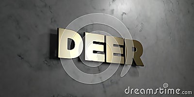 Deer - Gold sign mounted on glossy marble wall - 3D rendered royalty free stock illustration Cartoon Illustration