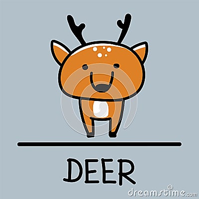 Deer hand-drawn style. Vector Illustration