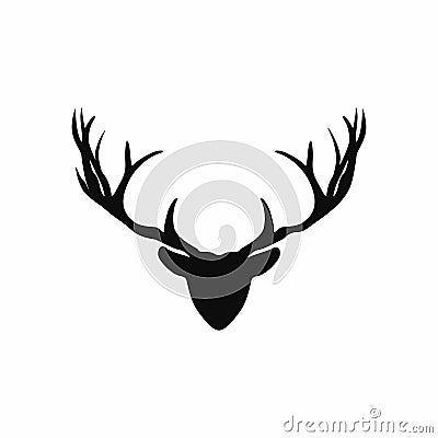 Deer head with antlers silhouette. Black silhouette of christmas deer for decoration Vector Illustration