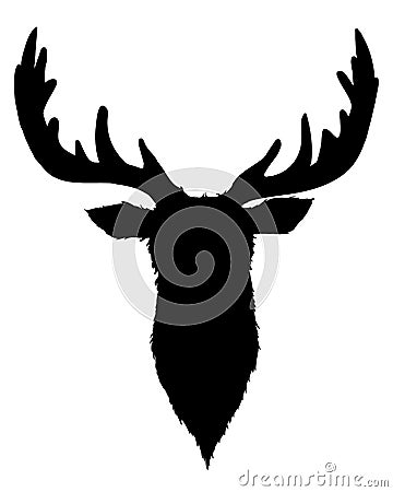 Deer Head Black Silhouette Vector Illustration