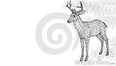 Deer head 3d vector illustration animal. Abstract wirframe polygon triangle geometric background. Low poly black line mesh futuris Vector Illustration