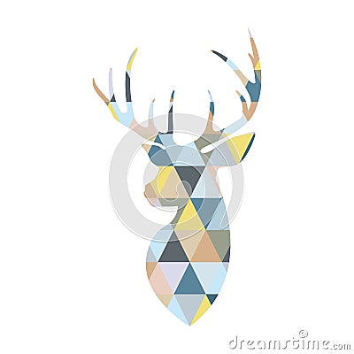 Deer head formed by triangular multicolored shapes. Vector Illustration