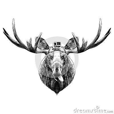 Deer head funny with the language Vector Illustration