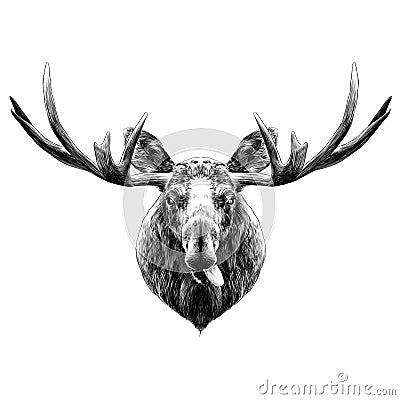 Deer head funny with the language Vector Illustration