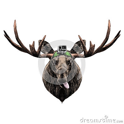 Deer head funny with the language Vector Illustration