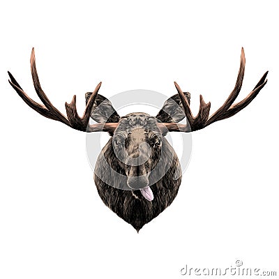 Deer head funny with the language Vector Illustration