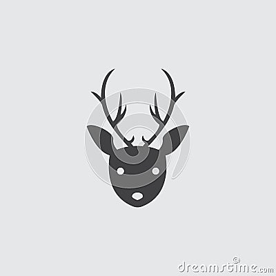 Deer head icon in a flat design in black color. Vector illustration eps10 Vector Illustration