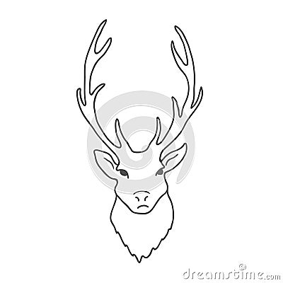 Deer Head isolated on white background. Vector Vector Illustration