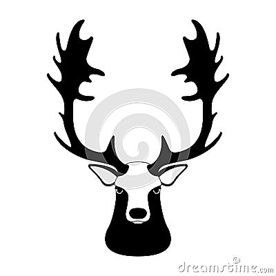 Deer head vector black silhouette Vector Illustration