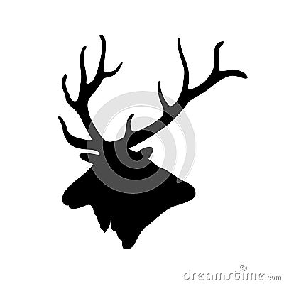 Deer head vector black silhouette Vector Illustration