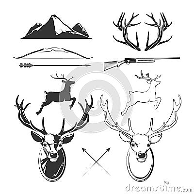 Deer head vector elements constructor for vintage hunting and hipster labels Vector Illustration