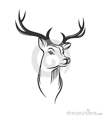 Deer head on white background Vector Illustration