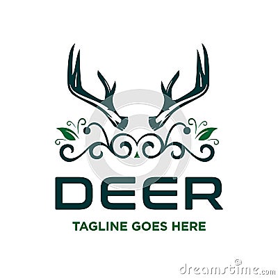 Deer horn leaf logo your company Stock Photo