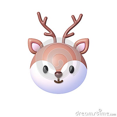 Deer icon in 3d style on white background. Vector icon illustration Vector Illustration