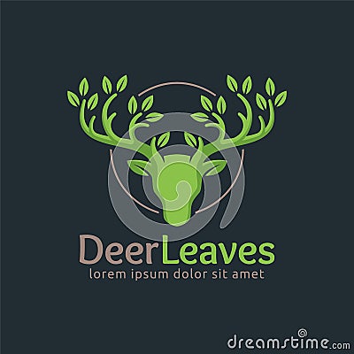 Deer Leaf logo design template, easy to customize. Deer Leaves Vector Illustration