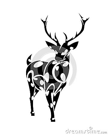 Deer line art black Vector Illustration
