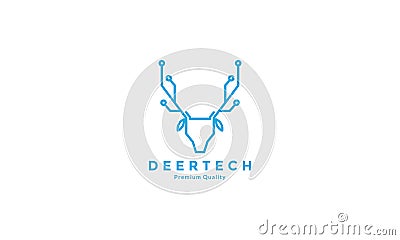Deer with line tech connect logo vector icon illustration design Vector Illustration