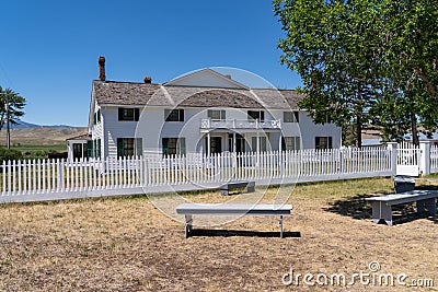 Farmhouse at the Grant-Kohrs Ranch National Historic Site, taken on a sunny day Editorial Stock Photo