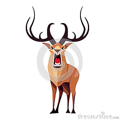 Deer logo design. Cute angry bear isolated. Image of a deer with antlers Vector Illustration