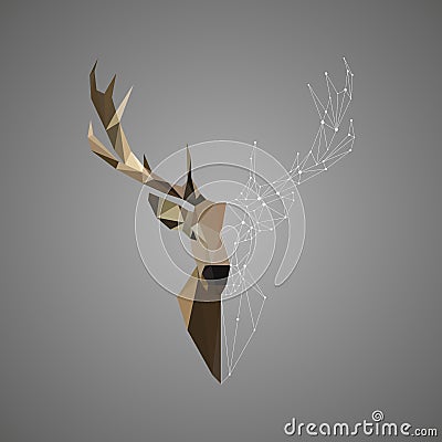 Deer low poly portrait animal abstract polygonal illustration Vector Illustration