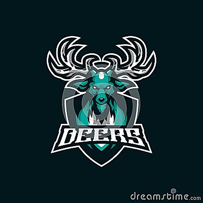 Deer mascot logo design vector with modern illustration concept style for badge, emblem and t shirt printing. Deer illustration Vector Illustration