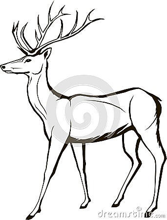 Deer wildlife, animal, christmas, forest, horned, stag, element, Vector Illustration