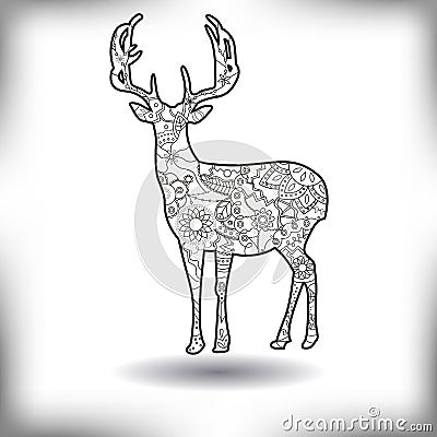 Deer painted silhouette isolated on white Stock Photo