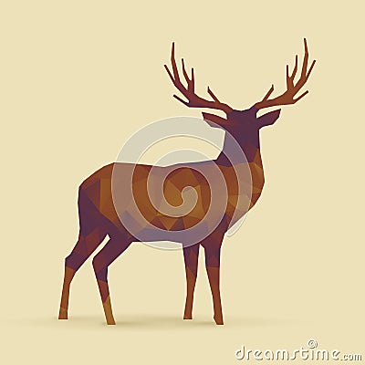 Deer polygon orange purple silhouette Vector Illustration